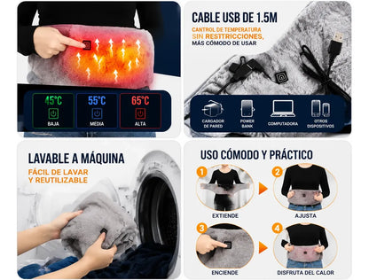 Guatero Eléctrico USB para Abdomen y Espalda | 3 Niveles de Calor